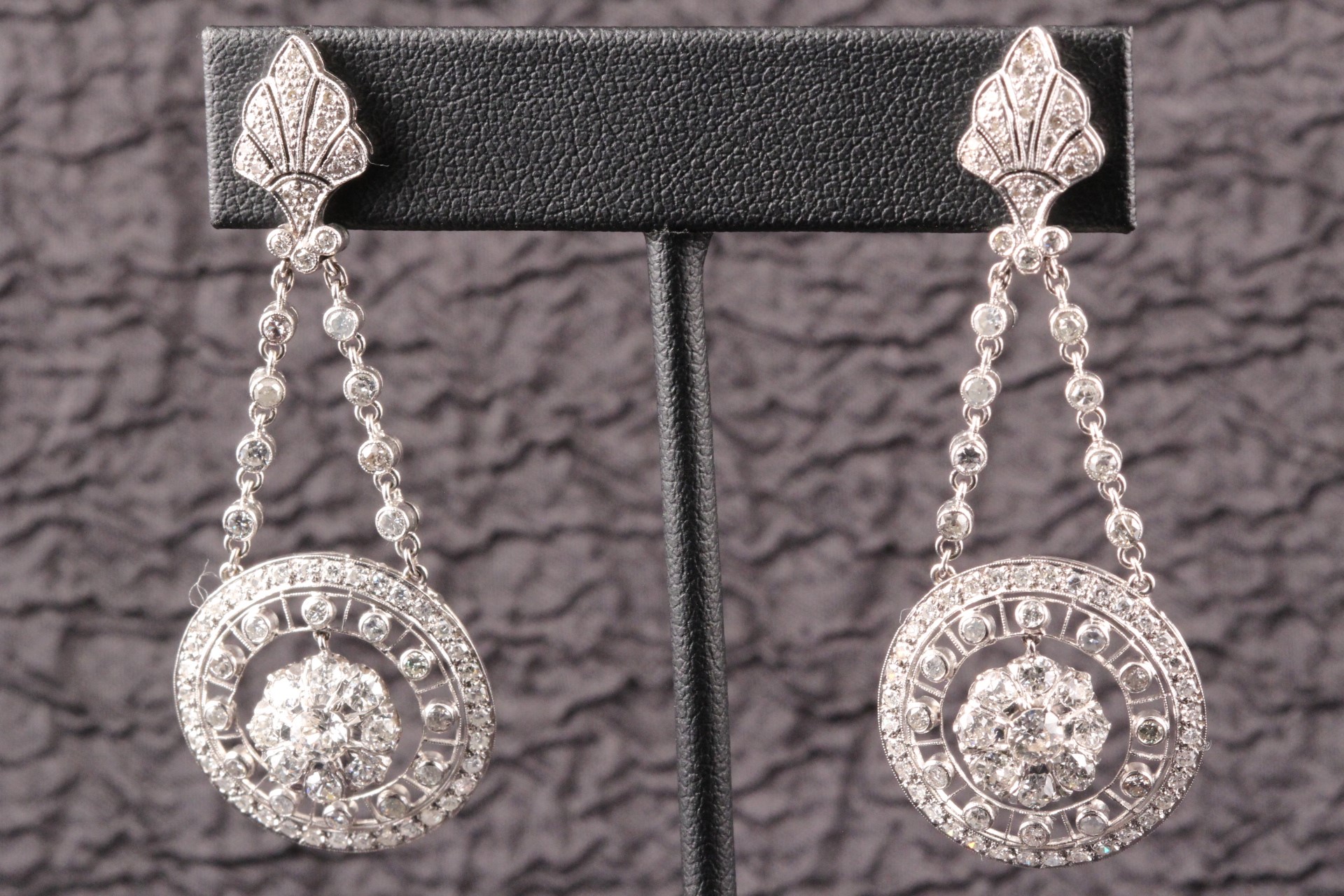 Diamond Circle Hanging Earrings
